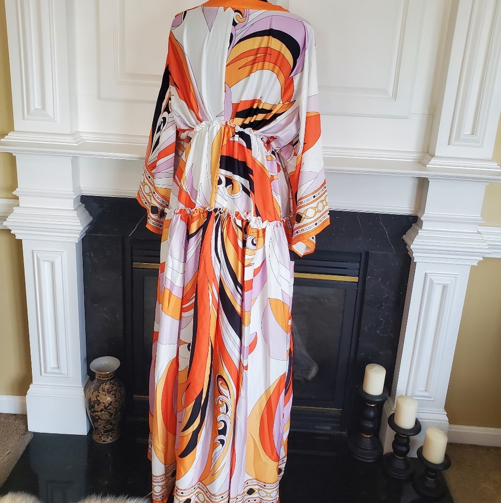 Multifunctional Pattern Print Maxi Robe Caftan - image 8